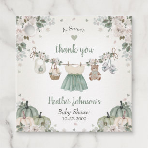 Söta lilla pumpa höst baby shower gåvor etiketter