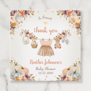 Söta lilla pumpa höst baby shower gåvor etiketter