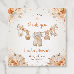 Söta lilla pumpa höst baby shower gåvor etiketter