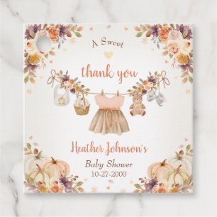 Söta lilla pumpa höst baby shower gåvor etiketter