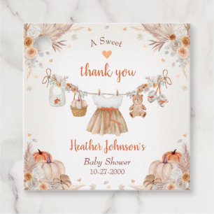 Söta lilla pumpa höst baby shower gåvor etiketter
