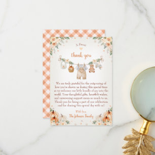 Söta lilla pumpa höst baby shower tack kort
