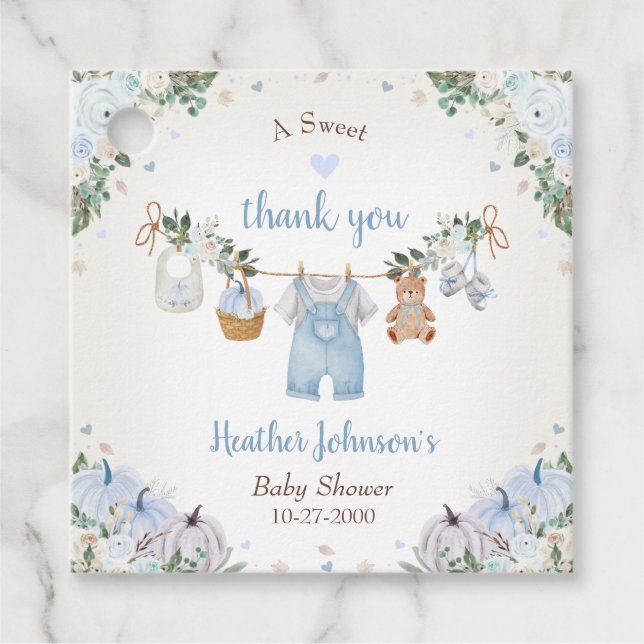 Söta lilla pumpa Höst Bebis Shower Gåvor Etiketter (Framsida)