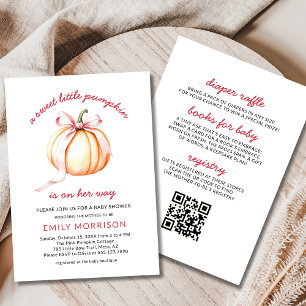 Söta lilla Pumpkin Girl alla i en babydusch Inbjudningar