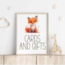 Söta lilla rävska julkort för baby shower-gåvor sk poster