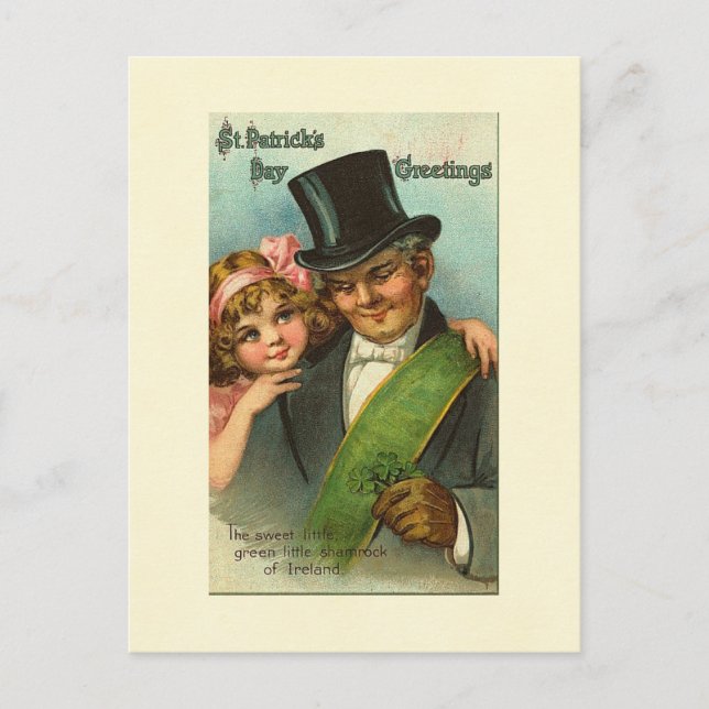 Söta lilla Shamrock St. Patrick's Vykort (Framsida)