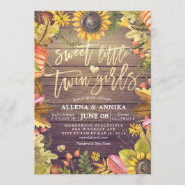 Söta lilla Twin Girls-inbjudningar till babyskor Inbjudningar