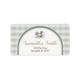 Söta lille Duckling Gingham Baby Shower Adress Adressetikett