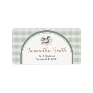 Söta lille Duckling Gingham Baby Shower Adress Adressetikett