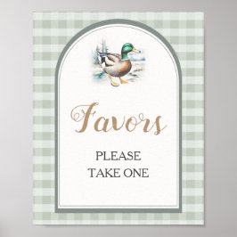 Söta lille Duckling Gingham Baby Shower Favors fav Poster