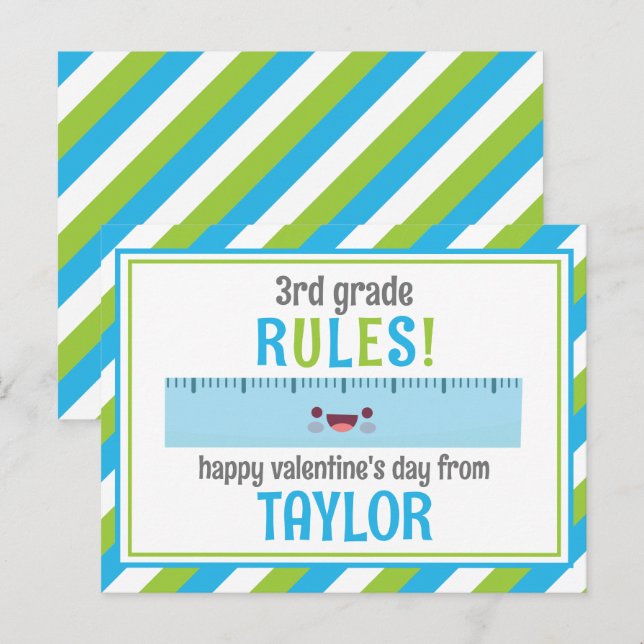 Söta linjal Alla hjärtans dags klassrumskort Vykort (Fram/baksida)