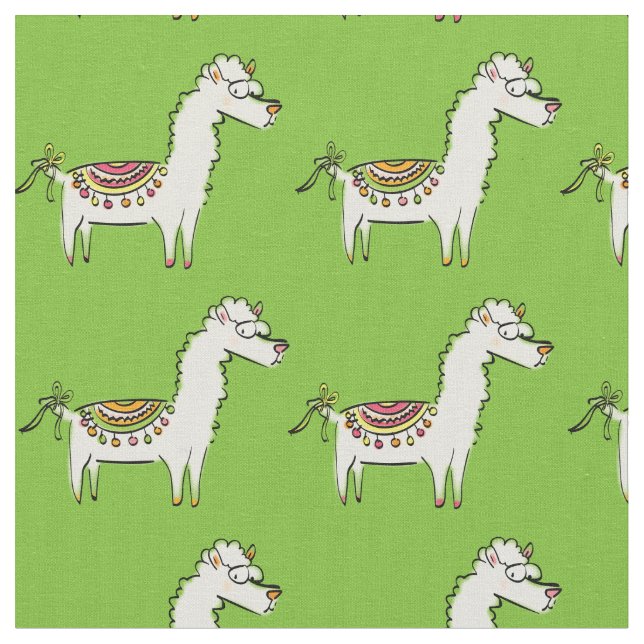 Söta Llama-Teckningar Tyg (Närbild)