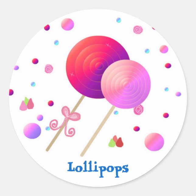 Söta Lollipops Runt Klistermärke (Framsida)