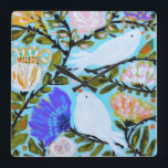 Söta Love birds II Fyrkantig Klocka<br><div class="desc">Söta Love birds II av Karen Fält</div>