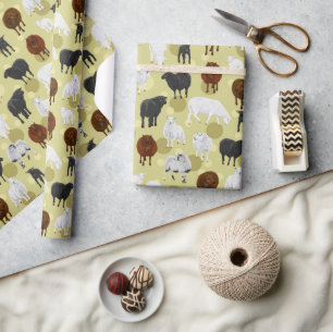 Söta Ludna Får Lamm Mönster Bonde Presentpapper
