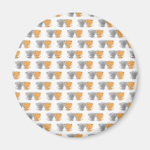 Söta Ludna Kattungar Illustration Katt Konst Magnet