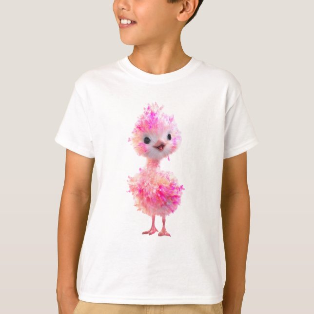 Söta, ludna rosa strutsungar för barn t shirt (Framsida)