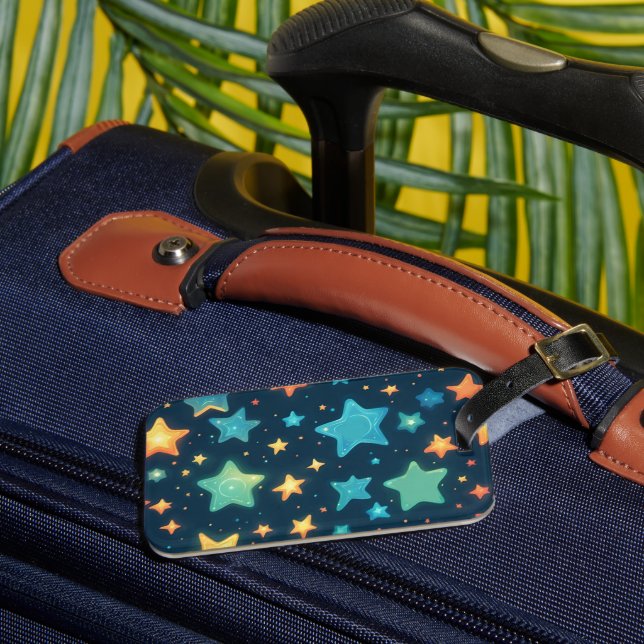 Söta lysande stjärnor på blå bagagebricka (Framsida Insitu 3)