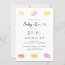 Söta Macaron-inbjudningar till babyskor