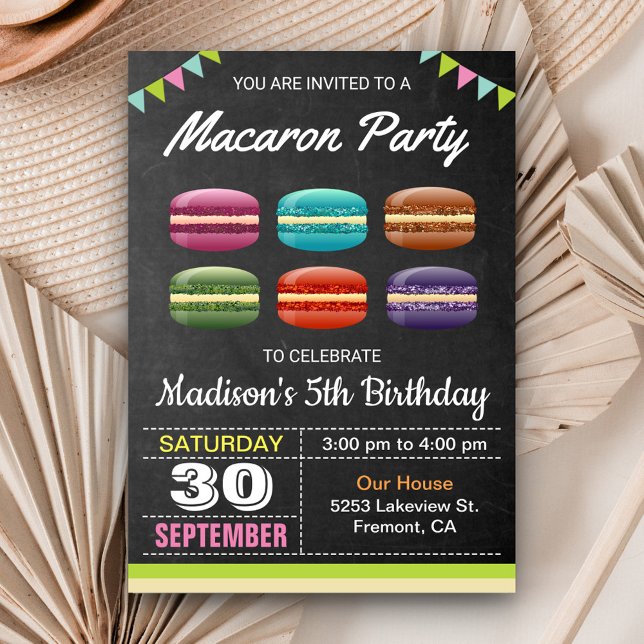 Söta Macarons Födelsedagsfest Inbjudningar (Skapare uppladdad)