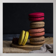 Söta Macarons kök Poster Macarons Röda Gula