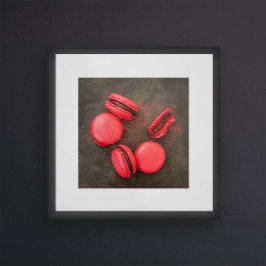 Söta Macarons köks poster | Macarons röda Rosa