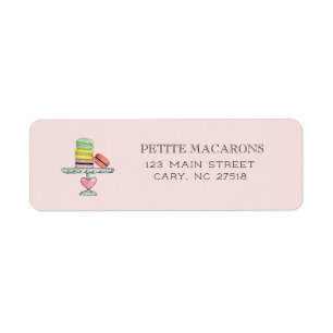Söta Macarons rosa returadress Etikett