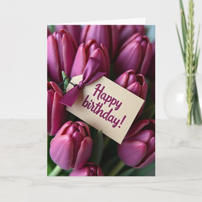 Söta Magenta Blommor Kort (Framsida)