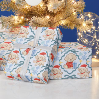 Söta malteser valpar julpresent presentpapper