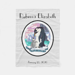 Söta Mamma & Baby Penguins, personlig Fleecefilt