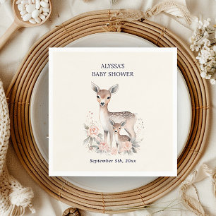 Söta mamma babyhjort lilla flicka shower servetter