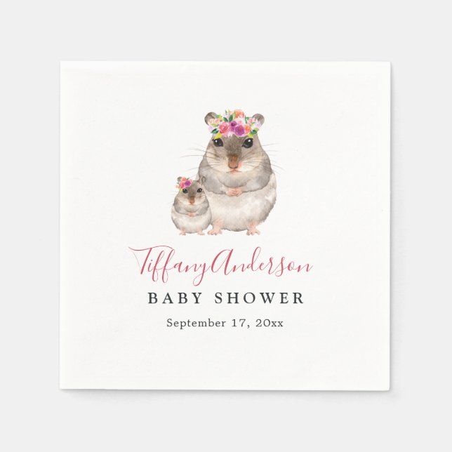 Söta Mamma och Baby Blommigt Babykläder Napkin Pappersservett (Framsidan)