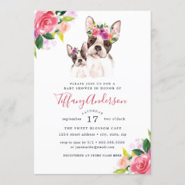 Söta Mamma och Baby Boston Blommigt Babykläder Inbjudningar