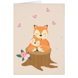 Söta Mamma och baby Foxes Mors dag Hälsningskort