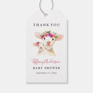 Söta Mamma och Baby Lamb Blommigt Babyskor Märkre Presentetikett