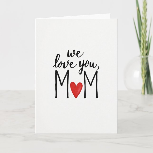 Söta Mamma Vermilion Heart Kort (Framsida)