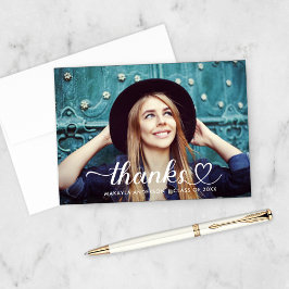 Söta manus hjärta examen foto tack kort