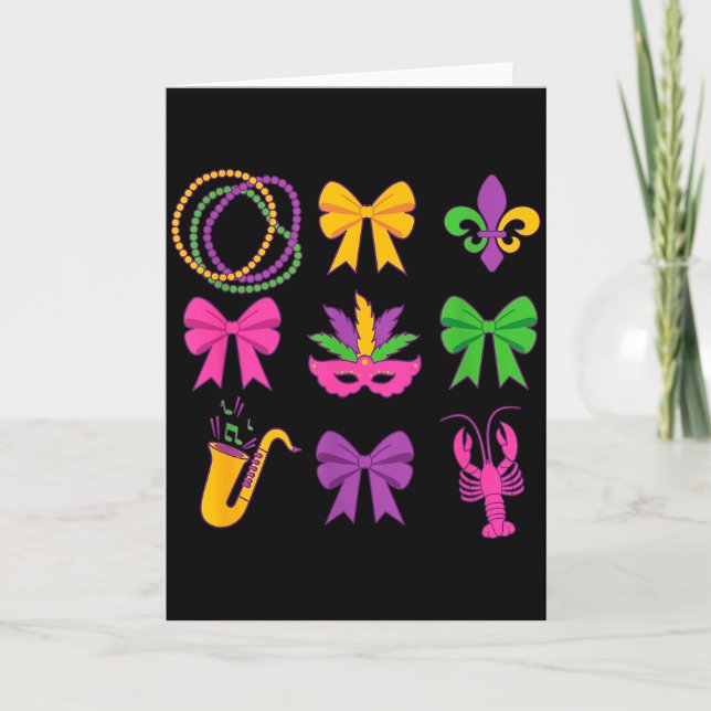 Söta Mardi Gras Coquette-smycken  Kort (Framsida)