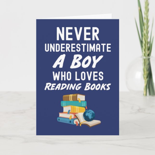 Söta, marinblå bokläskort för babypojke kort (Framsida)