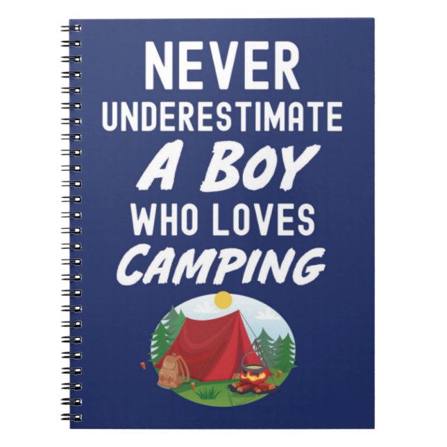 Söta marinblå campingpresenter för småpojkar barn anteckningsbok (Framsidan)