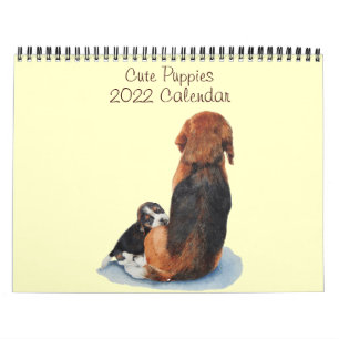 Söta marionettfärger i hund porträtt 2022 kalender