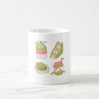 Söta Matcha Jordgubbsdesserters Drycker Kaffemugg
