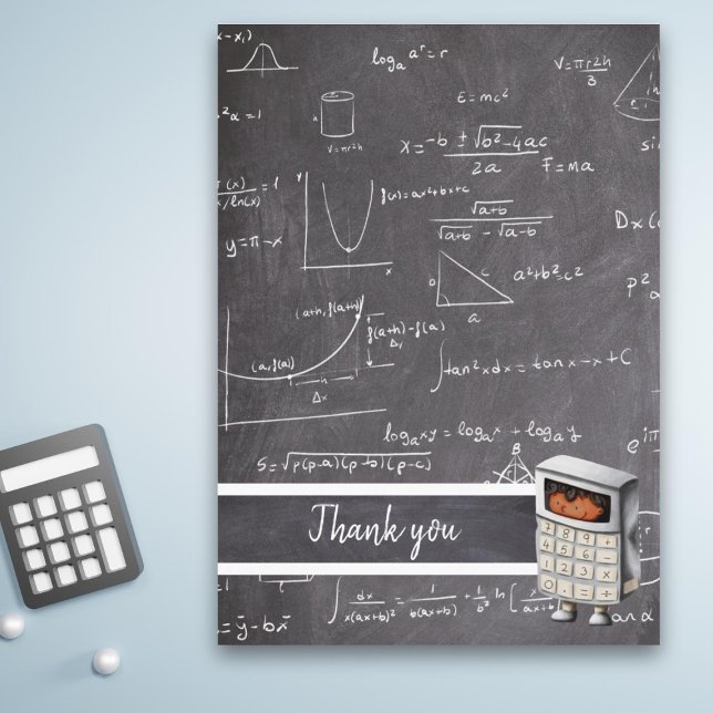 Söta matematiska formler ekvationer svart unge tack kort (Skapare uppladdad)