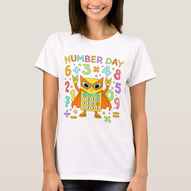 Söta matteberäknare T-shirt för barn för nummardag (Framsida)
