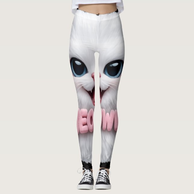 Söta Meow Kitty Leggings (Framsida)