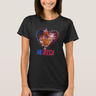 Söta Merica Kyckling & Usa Flagga Solglasögon 4:e T Shirt