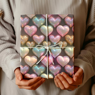 Söta Midnattsblå Eleganta Färgglada Hjärtan Presentpapper