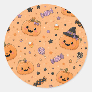 Söta Mini Pumpa Halloween-klistermärken Runt Klistermärke