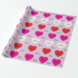 Söta minimalistiska hjärtan kärleksmönster presentpapper