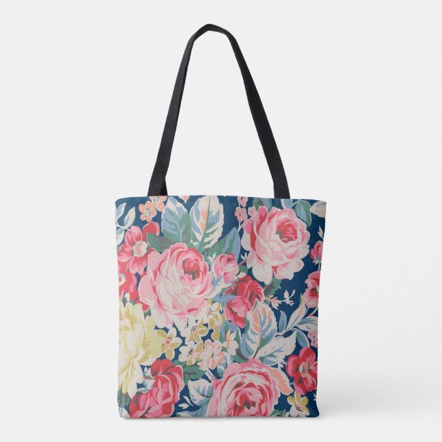 Söta moderna blommande blommor tygkasse (Baksida)